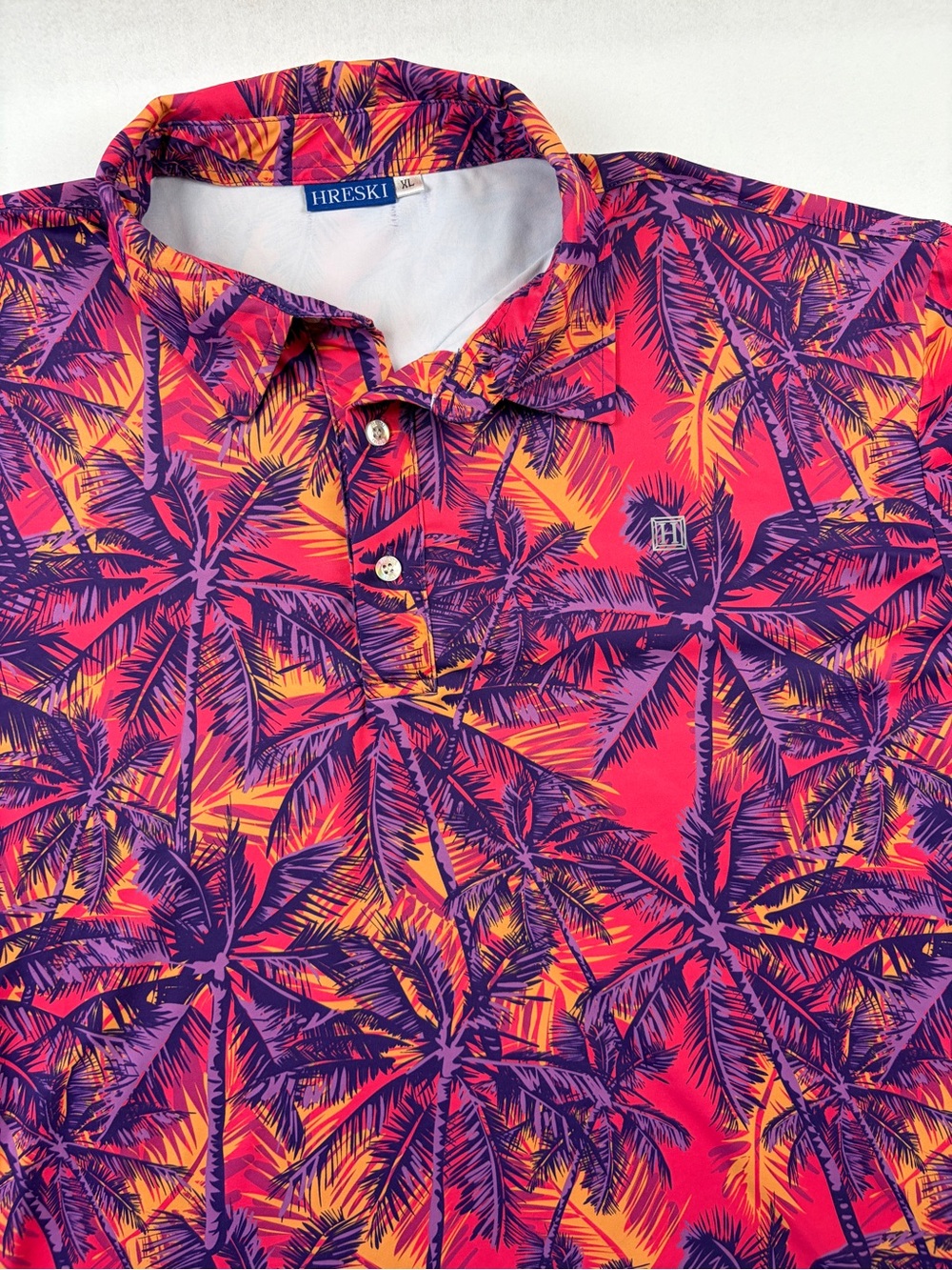 HRESKI Pink Palm Trees Golf Shirt – Hreski 143 Polo Men’s XL